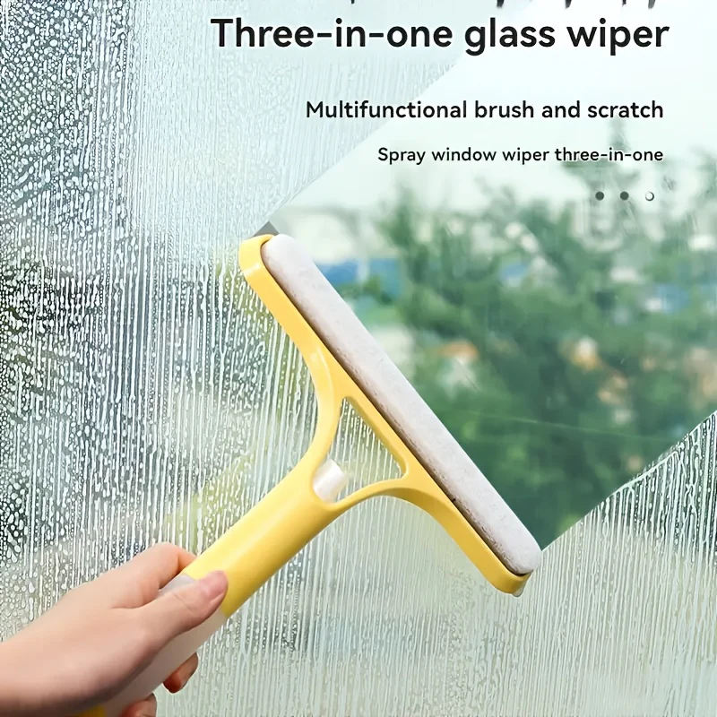 3-In-1 Multifunctional Glass Cleaning Tool with Sprayer, Polypropylene (PP) Plastic for Bathrooms, Kitchens, Living Rooms, Bedrooms, Toilets - High-efficiency Mirror And Window Scraper